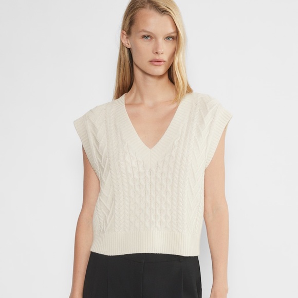 Aritzia Sweaters - NWOT Aritzia Emporia Merino Wool V neck Sweater Vest S in Birch